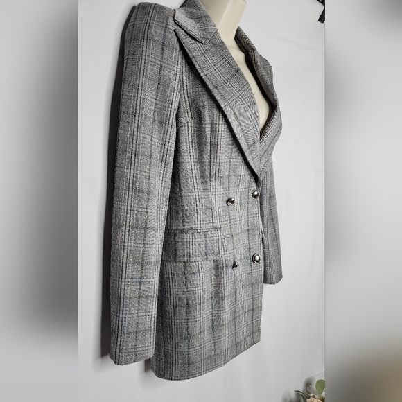 Gray Plaid Tailored Blazer XXS (FAST SHIPPING) - Picture 3 of 8